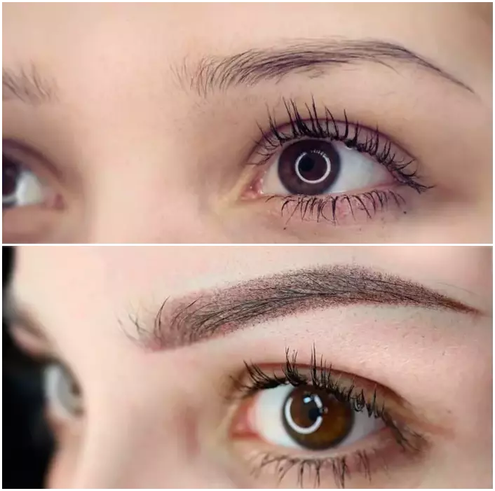 Eyebrow micropigmentation comparison.